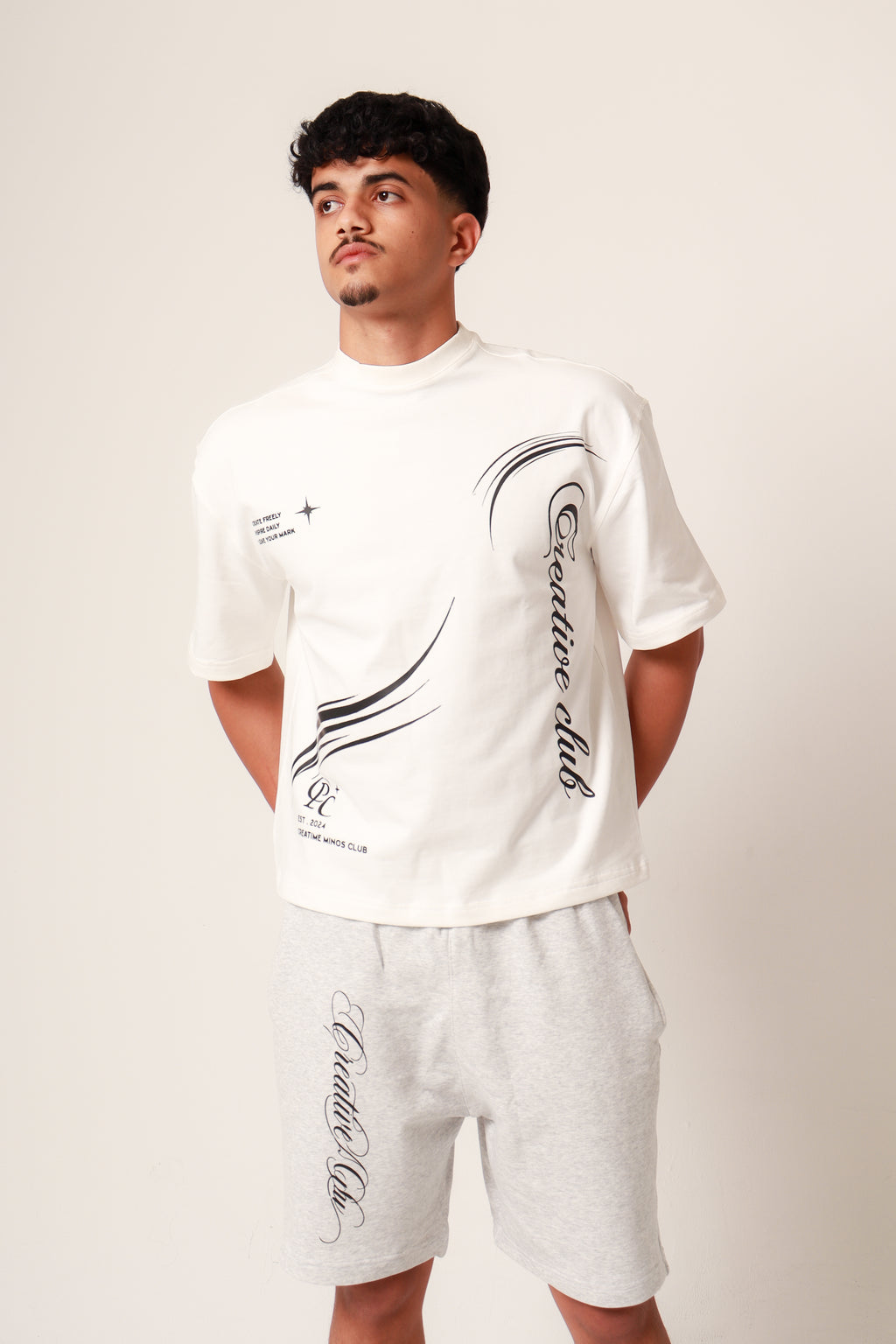 White creative club tee